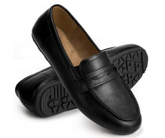 Ecetana Women's Leather Penny Loafers Slip-Ons Flats Business Dress Shoes Lightweight Walking Driving Shoes