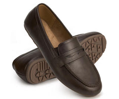 Ecetana Women's Leather Penny Loafers Slip-Ons Flats Business Dress Shoes Lightweight Walking Driving Shoes